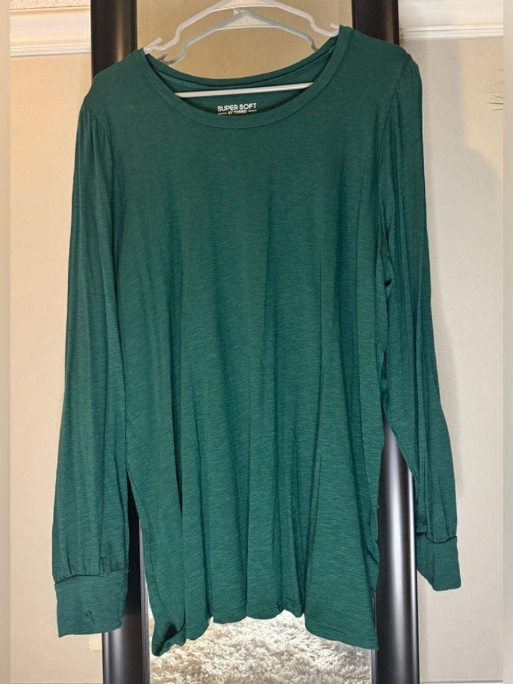 torrid Emerald Green Puff Sleeve Crewneck Lightweight Long Sleeve Top 3x